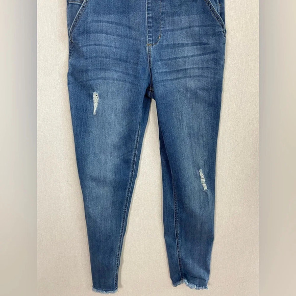 Ci Sono blue denim raw hem slim fit overalls  Sz M - Picture 7 of 13